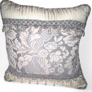 Croscill Home Damask Pillow Beaded Embellished Luxury Throw Pillow Square Bed